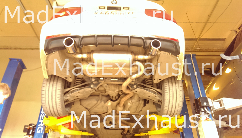 Установка глушителя Magnaflow 12267 на BMW 320 F30 / Двойной выхлоп на ...